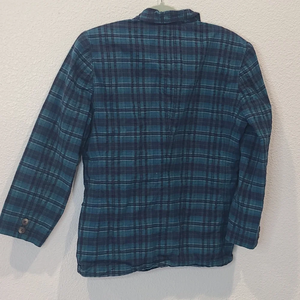 Vintage Eddie Bauer black label plaid blazer jacket small petite blue - Picture 8 of 8